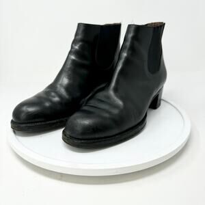 Fatte A Mano Women Black Leather Upper Slip on Ankle Booties Size 39 / US 8.5